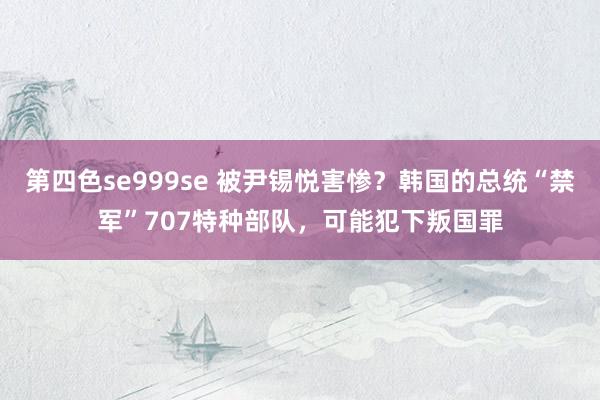 第四色se999se 被尹锡悦害惨？韩国的总统“禁军”707特种部队，可能犯下叛国罪