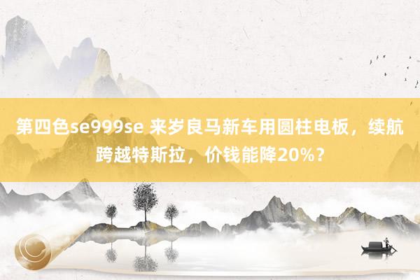 第四色se999se 来岁良马新车用圆柱电板，续航跨越特斯拉，价钱能降20%？