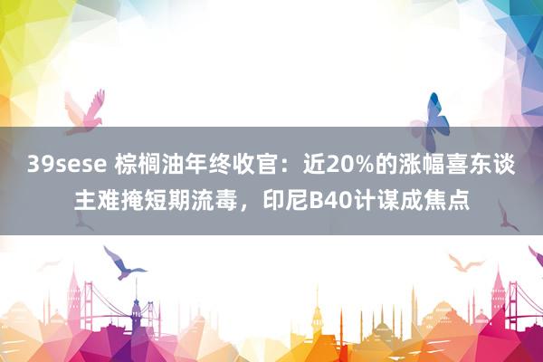 39sese 棕榈油年终收官：近20%的涨幅喜东谈主难掩短期流毒，印尼B40计谋成焦点