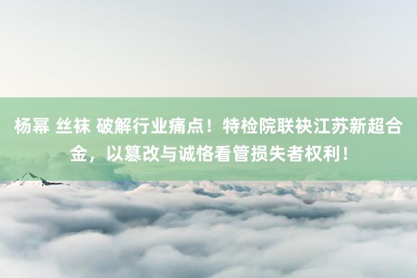 杨幂 丝袜 破解行业痛点！特检院联袂江苏新超合金，以篡改与诚恪看管损失者权利！