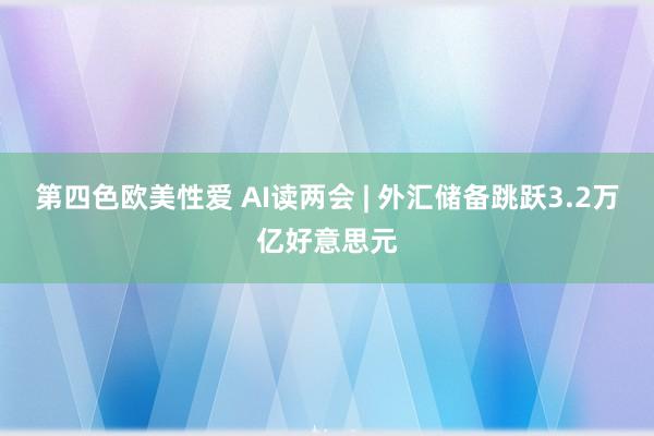 第四色欧美性爱 AI读两会 | 外汇储备跳跃3.2万亿好意思元