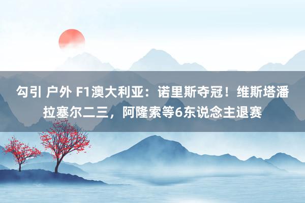 勾引 户外 F1澳大利亚：诺里斯夺冠！维斯塔潘拉塞尔二三，阿隆索等6东说念主退赛