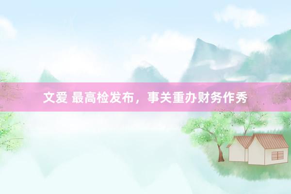 文爱 最高检发布，事关重办财务作秀