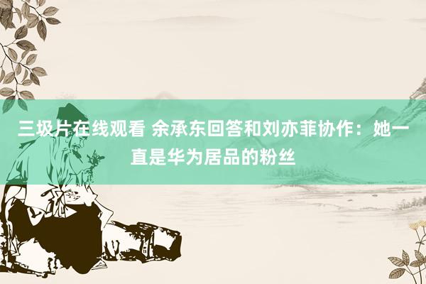 三圾片在线观看 余承东回答和刘亦菲协作：她一直是华为居品的粉丝
