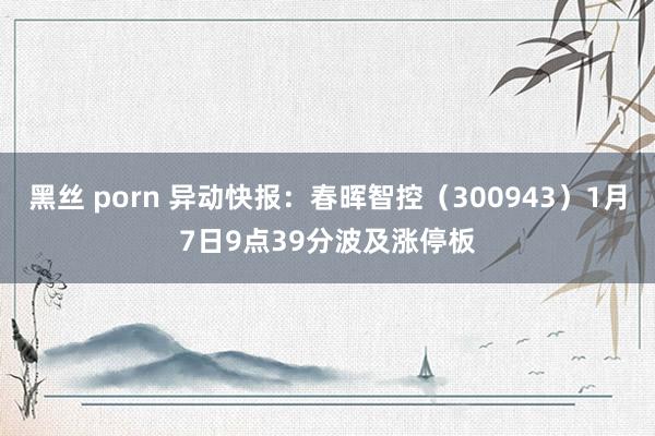 黑丝 porn 异动快报：春晖智控（300943）1月7日9点39分波及涨停板