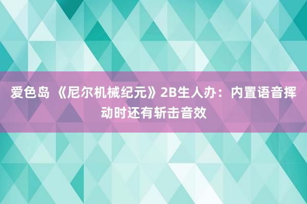 爱色岛 《尼尔机械纪元》2B生人办：内置语音挥动时还有斩击音效