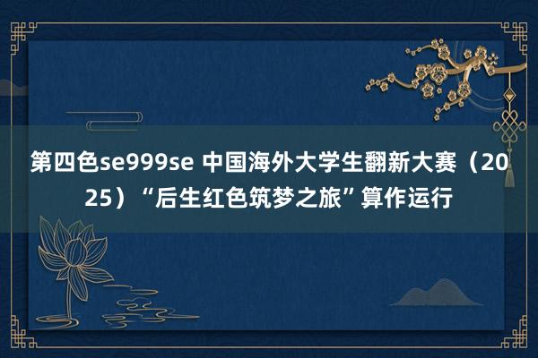 第四色se999se 中国海外大学生翻新大赛（2025）“后生红色筑梦之旅”算作运行