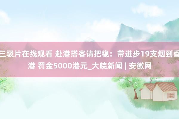 三圾片在线观看 赴港搭客请把稳：带进步19支烟到香港 罚金5000港元_大皖新闻 | 安徽网
